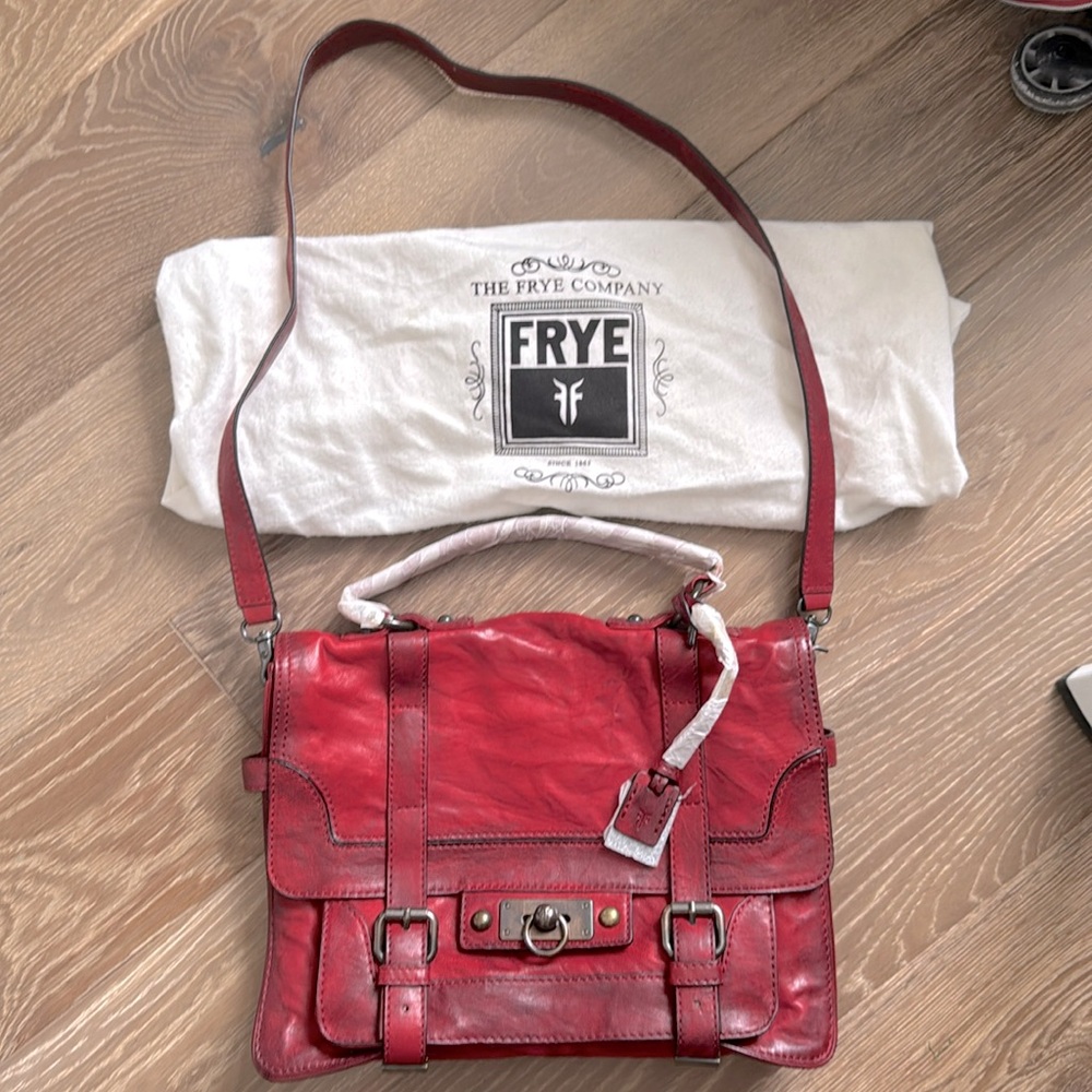Frye leather bag, red. Brand new.